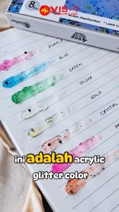 VIS-1 Acrylic Glitter Colour Set 8 x 10ml / Cat Akrilik Glitter