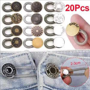 20pcs Metal Spring Button Extender for Pants Jeans / Free Sewing Adjustable Waist Extenders Buttons / DIY Waistband Expander Buckles