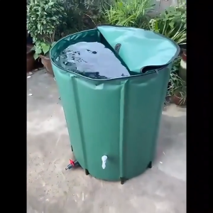 Outdoor Rainwater Collector Features Collapsible PVC Water Tank Large Capacity Waterproof And Durable And Iincludes A Tap Suitable For Outdoor Gardens And Homes