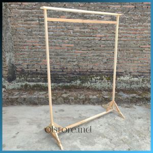 stand hanger premium gantungan baju pakaian full jati Jawa stand premium tahan panas tahan air kuat jemuran stand kayu