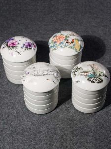 Jingdezhen Ceramic Color Mixing Palette Easy to Clean Five Layer Art Watercolor Powder Paint Mixing Box with Lid