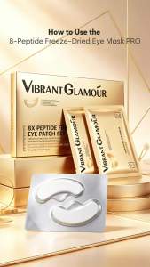 VIBRANT GLAMOUR 8X-Peptide Freeze-Dried Eye Mask Set 3.0 PRO | Instant Wrinkle Reduction Eye Patches | Dark Circle & Puffy Eye Treatment | Collagen Peptide Under Eye Mask for Firming & Anti-Aging Care 5pcs