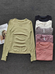 เสื้อยืดวิ่งออกกำลังกายแขนยาวสำหรับผู้หญิง แห้งเร็ว ระบายอากาศได้ดี ยืดหยุ่นสูง ทรงเข้ารูป ตัวอักษรแฟชั่น เหมาะกับโยคะและฟิตเนส