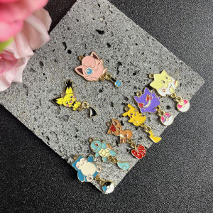 8pcs Pokemon Pikachu Gengar Cartoon Charms Enamel Alloy Metal Jewelry Accessories Kit for Necklace Earrings Keychains DIY