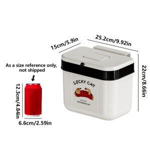 ONEKA Kitchen Trash Can With Lid Counter Top Wall Mounted Hanging Small Diaper Waste Bin for Cupboard Trash Can for Bathroom