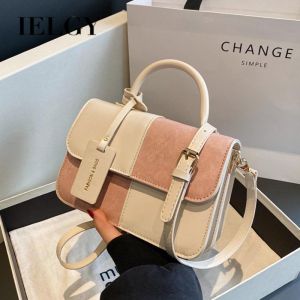 Ielgy Túi đeo vai kiểu Pháp cho Nữ Phong Cách Màu Retro màu tương phản phù hợp với vải denim thời trang túi vuông