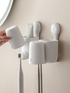 Giá Treo Máy Đánh Răng Gắn Tường Không Cần Đục Lỗ Kệ Đựng Cốc Đựng Nước Súc Miệng Góc Vệ Sinh Cá Nhân Giá Đựng Đồ Dùng Vệ Sinh Răng Miệng