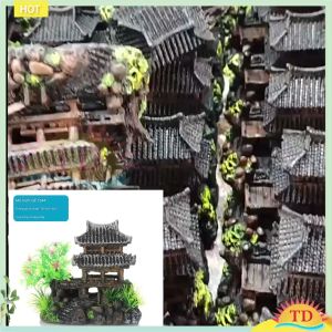 Tiểu cảnh trang trí bể cá bể thủy sinh- Tiểu cảnh ngôi nhà cổ trang trí bể cá