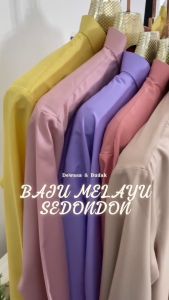 New Design 2025 Baju Melayu Dewasa & Budak Slim Fit Cotton Black Baby Blue Mint Green White Sedondon - PG2