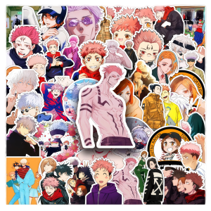 Bandai | 50pcs Jujutsu Kaisen Stickers Anime DIY Stickers Suitable for Laptops Phone Cases Cups Luggage Notebooks