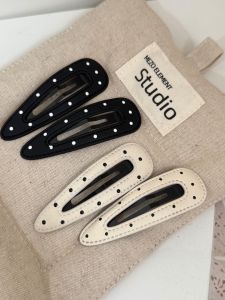 กิ๊บติดผมทรงหยดน้ำสีดำขาวลายจุด กิ๊บติดผมแบบมีซิป กิ๊บติดผมแบบมีซิปสำหรับตกแต่งผมสไตล์เกาหลีและญี่ปุ่น