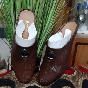Sandal Bustong Sepatu Sandal Wanita kulit Pesta acara Hak Wedges : 042