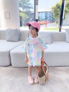 GAMGAAN เสื้อผ้าเด็ก8_10 เสื้อยืดแขนสั้นเด็กผู้หญิง เสื้อมัดย้อมเด็ก เสื้อเด็กผู้หญิง เสื้อเด็กหญิง6/7