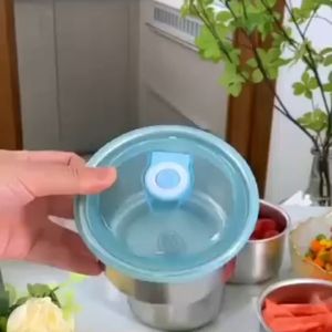 SKU33 - Hộp Inox đựng thực phẩm giữ nhiệt hình tròn Bát inox đựng thực phẩm có nắp đậy ngăn mùi - Gia Dụng Mẫn Mẫn