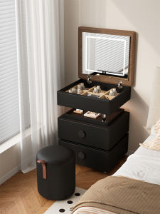 HAOZHANYOU | Moveable Adjustable Dressing Table Flip-top Mirror Rotating Bedside Cabinet