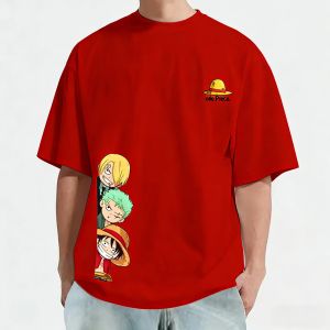 Bandai | Summer New ONE PIECE Anime Co Branded T-shirt Mens and Womens Trendy Harajuku Large Loose Casual Parent Child Cotton Top