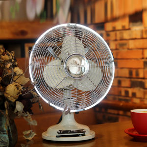 Simple Metal Desk Fan Low Noise Bedroom Living Room Home Use Tabletop Fan Wood Grain White Day Series Three Speeds Mechanical Control