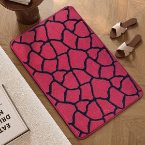 VIKAMA Minimalist Texture Floor Mat Non Slip Geometric Stone Pattern Doormat Decor Rug Bathroom Entryway Home Garden Porch Patio