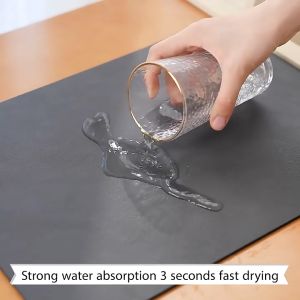 【Woody】  Kitchen Accessories Mat Coffee Mat Absorbent Pad Dish Drying Mat Anti-Slip Mats for Kitchen Counter-Coffee Bar Heat Insu