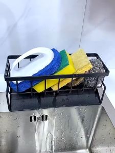 Plastic Sponge Holder Kitchen Bathroom Sink Organizer Rack Dishwashing Cloth Holder Hanging Tilt Automatic Plastic Drain Rack
