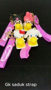 STIPA Gantungan Kunci Karakter dengan Strap dan Pengait Ganci Tas Motor Mainan Anak Duck San Rio Cinamorol Bebek Keychain LZ