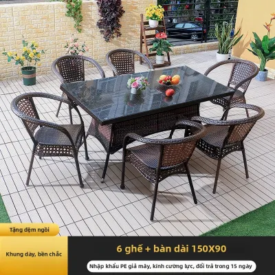 QIUZHISE | Bộ Ghế Sân Vườn Mây Tre