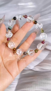 【现货 】 💰 11mm 白水晶 + 碧玺手串｜净化能量 × 平衡磁场 × 心灵疗愈｜Clear Quartz + Tourmaline Bracelet｜Purification • Balance • Healing