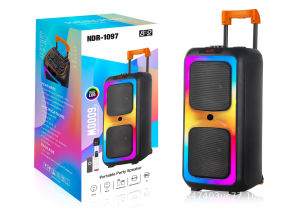 Loa kéo bass kép 20 loa partybox loabluetooth karaoke NDR-1097 bass kép 8ich công suất lớn tặng 1 mic không dây