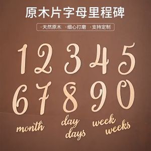Wooden Milestone 20pcs/set 0-12 Digital Day/week/month Letter Photo Props Baby Growth Commemoration