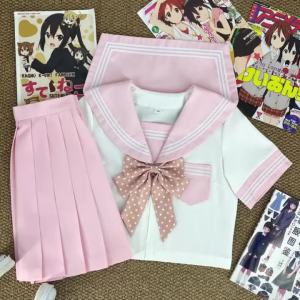 Sweet Pink Collar White Sailor Suit Japanese College JK Academy Uniform Pleated Skirt Outfit for Campus Daily Wear & Cosplay