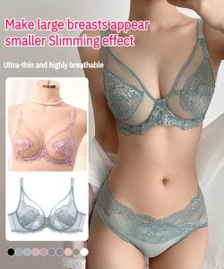 Large Size Women's Full Cup Bra Set: Showy Breasts Support