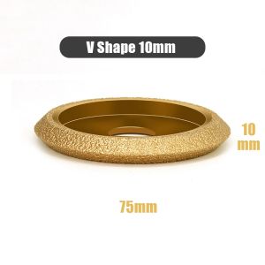 20mm Bore Dia 3inch 75mm V Shape Dry Vacuum Brazed Diamond Grinding Wheel Demi-bullnose Edge Marble Edging Profile Grinding Disc