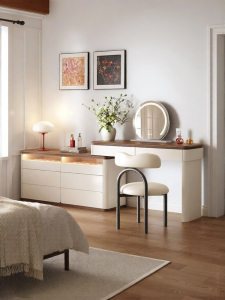 VANSO | French Cream Style Dressing Table  Cabinet Combo