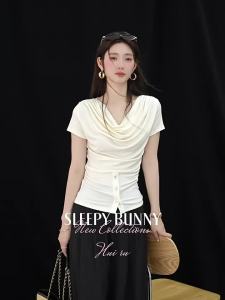 Black High Waist Wrinkle Loose Wide Legged Summer Casual Pants