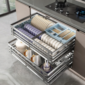 Drawer-style Double-layer Kitchen Dish Rack