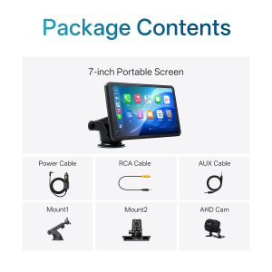 7 Inch Portable Wireless CarPlay Screen with Android Auto HD Touchscreen Bluetooth FM Multimedia Video Player Car Stereo Monitor