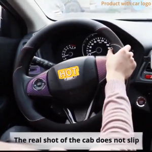 Ford Car Steering Wheel Cover (Round Shape Black) Leather Suitable for All Ford Cars Fiesta Focus Mustang Ranger Kuga EcoSport Escort Escape Explorer 38CM