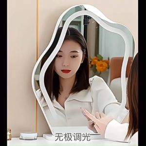 Cosmetic Mirror กระจกตั้งโต๊ะมีไฟ LED ปรับแสงได้ 3ระดับ กระจกติดผนังรูปก้อนเมฆ แต่งหน้า ตกแต่งบ้าน พร็อพถ่ายรูป สินค้าแตกเคลมฟรี