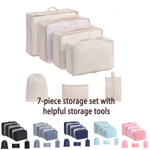 7 Pcs Set Travel Organizer Storage Bags Suitcase Packing Cubes Set Cases Portable Luggage Clothes Shoe Tidy Pouch Folding