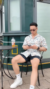 Áo Sơ Mi Nam Cộc Tay Họa Tiết Rối – Chất Vải Twill Mềm Mịn Phong Cách Phóng Khoáng