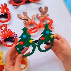 Christmas Decoration Glasses Party Supplies Adult Children Photo Props Snowman Tree Bow Mirror Frame