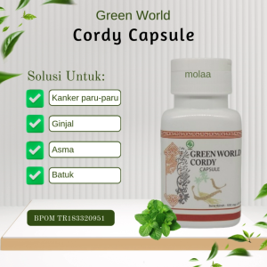 Green World Cordy Capsule – Suplemen Herbal Cordyceps Sinensis untuk Kesehatan Paru & Daya Tahan Tubuh Herbal Alami Cordyceps Sinensis Pendukung Kesehatan Paru-Paru Suplemen Herbal Premium untuk Paru & Imunitas Suplemen Herbal Cordyceps Sinensis Asli