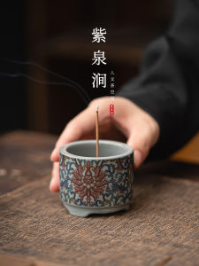 Mini Ceramic Incense Holder JOJOS L. PD. Purple Spring Valley Blue Flower Gluey Resin Incense Burner Chinese Style Home Decor