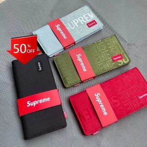 Supreme Men Stylish Canvas Long Wallet Casual Multi Card Holder Wallet Fashion Wallet Purse With Zipper Backside (With Box)