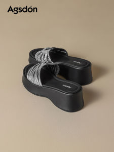 Agsdon | Height Increasing Platform Slide Sandals Thick Heel