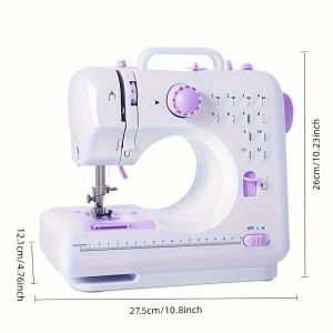 XMSJ | Mini Electric Sewing Machine Beginner Portable with 12-Stitches Foot Pedal & Speed Control for Home Sewing Mending & DIY Crafts