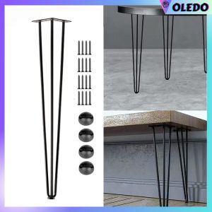 Elegant Black Iron Hairpin Legs Set for DIY Furniture Restoration - 72cm Replacement Table Legs for Coffee/Side Tables