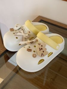 Thick Bottom Cat Hole Shoes Butterfly Knot Outdoor Fashion Beach Shoes Summer Cool Slippers Women Casual Hollow out Design EVA