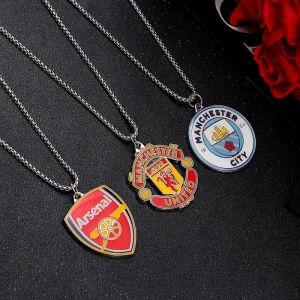 Colored Alloy Necklace Club Emblem Fan Gift Barcelona Juventus Real Madrid Necklace Paris Manchester City Liverpool Arsenal Barcelona Football Accessories