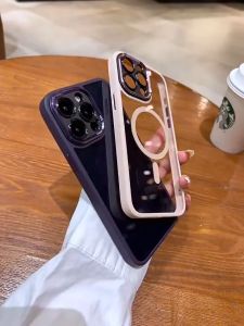 🔥2025มาใหม่.ส่งจากไทย🔥เคสไอโฟน 16 ฮาร์ดเคสโทรศัพท์แม่เหล็กอะคริลิคสุดหรูใสสำหรับ iPhone 16 15 14 13 12 11 Pro Max Plus สำหรับ Magsafe เคสป้องกันกรอบเลนส์โลหะกันกระแทกแบบไร้สาย